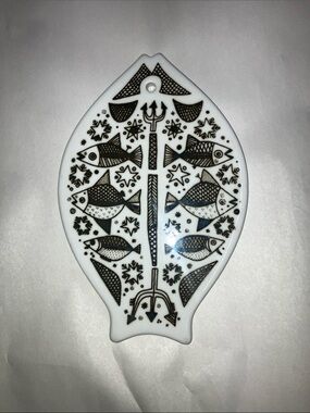 Porsgrund Norway Fish & Trident Pattern Ceramic Trivet